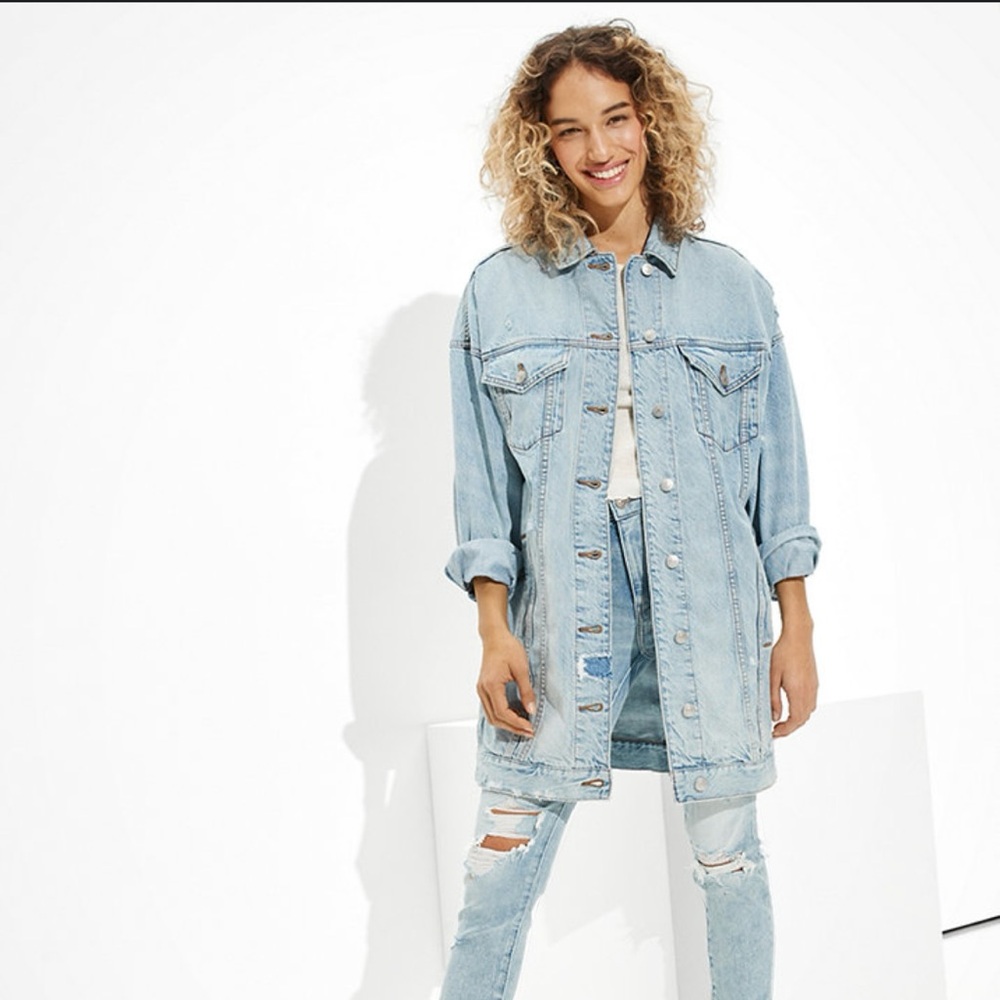 Light Blue Oversized Denim Jacket - Women